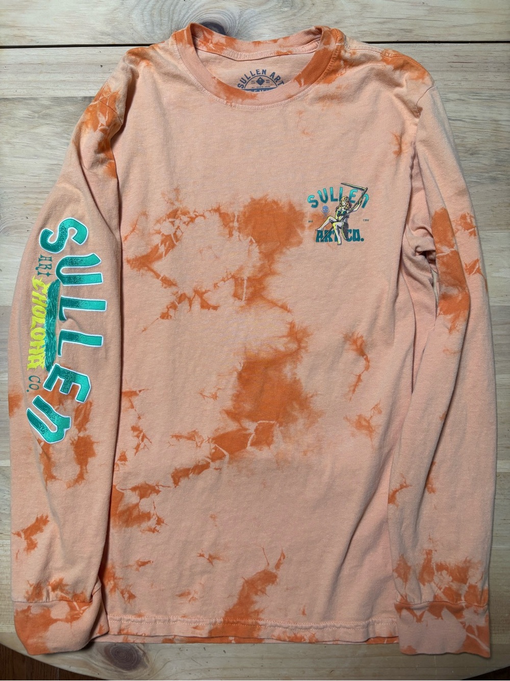 Sullen Art Co. Men's Long Sleeve Tie-Dye Tee - Peach Orange